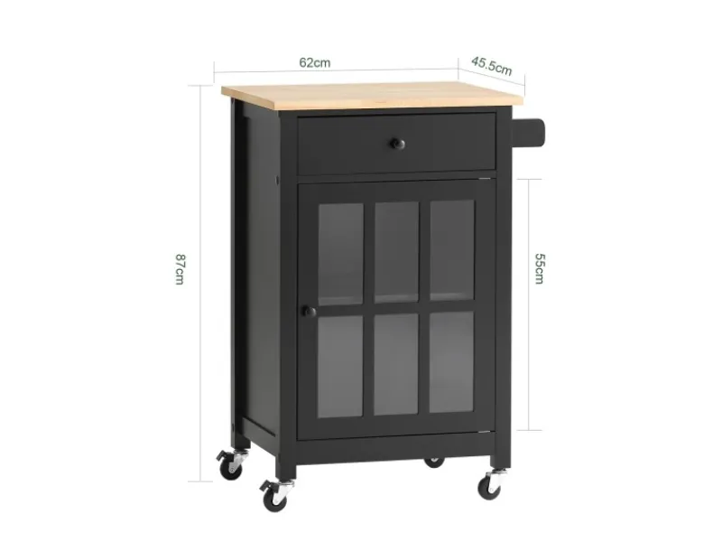 Outlet SoBuy Küchenwagen mit 1 Tür Servierwagen Rollwagen Schwarz FKW98-SCH