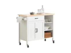 Sale SoBuy Küchenwagen mit Arbeitsplatte Küchenschrank Küchentrolley Weiß FKW103-WN