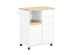 New SoBuy Küchenwagen mit Arbeitsplatte Servierwagen Weiß 72x84x40cm FKW123-WN