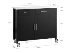 SoBuy Kücheninseln|Servierwagen<Küchenwagen mit Edelstahlplatte Kücheninsel Rollwagen Schwarz FKW108-SCH