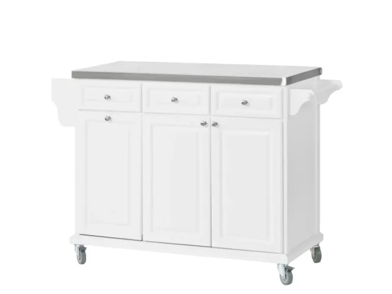 SoBuy Küchenwagen mit Edelstahltop Küchenschrank Rollwagen Weiß FKW33-W< Kücheninseln|Servierwagen