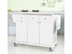 SoBuy Küchenwagen mit Edelstahltop Küchenschrank Rollwagen Weiß FKW33-W< Kücheninseln|Servierwagen