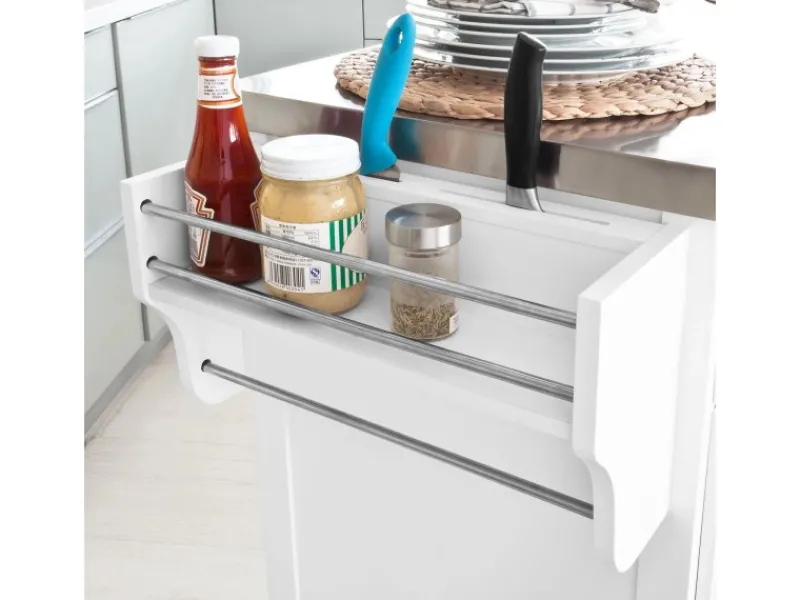 SoBuy Küchenwagen mit Edelstahltop Küchenschrank Rollwagen Weiß FKW33-W< Kücheninseln|Servierwagen