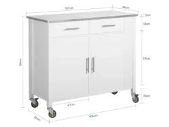 SoBuy Kücheninseln|Servierwagen<Küchenwagen mit Edelstahlplatte Kücheninsel Rollwagen Weiß FKW108-W