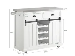 Online SoBuy Küchenwagen mit Flaschenablage Küchenschrank Servierwagen Weiß FKW94-W