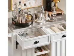 Online SoBuy Küchenwagen mit Flaschenablage Küchenschrank Servierwagen Weiß FKW94-W