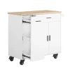 SoBuy Kücheninseln|Servierwagen<Küchenwagen mit Gewürzregal Sideboard Küchenschrank 105x92x46cm Weiß-Natur FKW126-WN