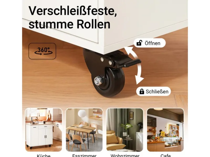 SoBuy Kücheninseln|Servierwagen<Küchenwagen mit Gewürzregal Sideboard Küchenschrank 105x92x46cm Weiß-Natur FKW126-WN