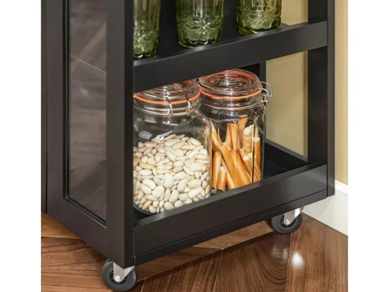 SoBuy Küchenwagen Servierwagen mit 3 Ablagefächern Küchenregal 60x90x40cm Schwarz FKW75-SCH< Servierwagen|Küchenregale
