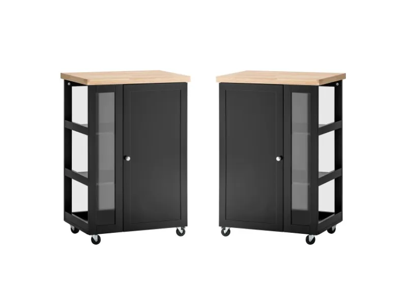SoBuy Küchenwagen Servierwagen mit 3 Ablagefächern Küchenregal 60x90x40cm Schwarz FKW75-SCH< Servierwagen|Küchenregale