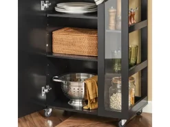 SoBuy Küchenwagen Servierwagen mit 3 Ablagefächern Küchenregal 60x90x40cm Schwarz FKW75-SCH< Servierwagen|Küchenregale