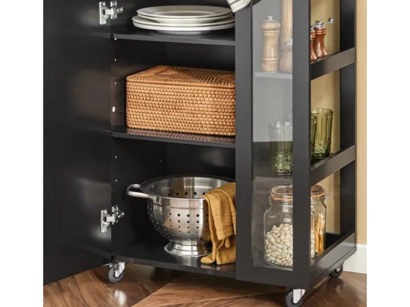 SoBuy Küchenwagen Servierwagen mit 3 Ablagefächern Küchenregal 60x90x40cm Schwarz FKW75-SCH< Servierwagen|Küchenregale