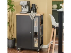 SoBuy Küchenwagen Servierwagen mit 3 Ablagefächern Küchenregal 60x90x40cm Schwarz FKW75-SCH< Servierwagen|Küchenregale