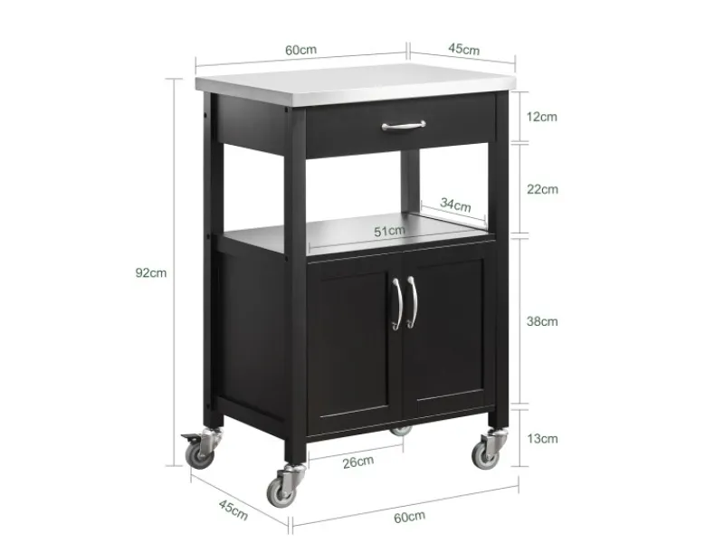 Best SoBuy Küchenwagen Servierwagen Küchenschrank Getränkewagen fürs Büro FKW22-SCH