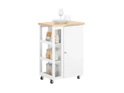 SoBuy Servierwagen|Schneidebretter<Küchenwagen Servierwagen mit 3 Ablagefächern Küchenregal 60x90x40cm Weiß FKW75-WN