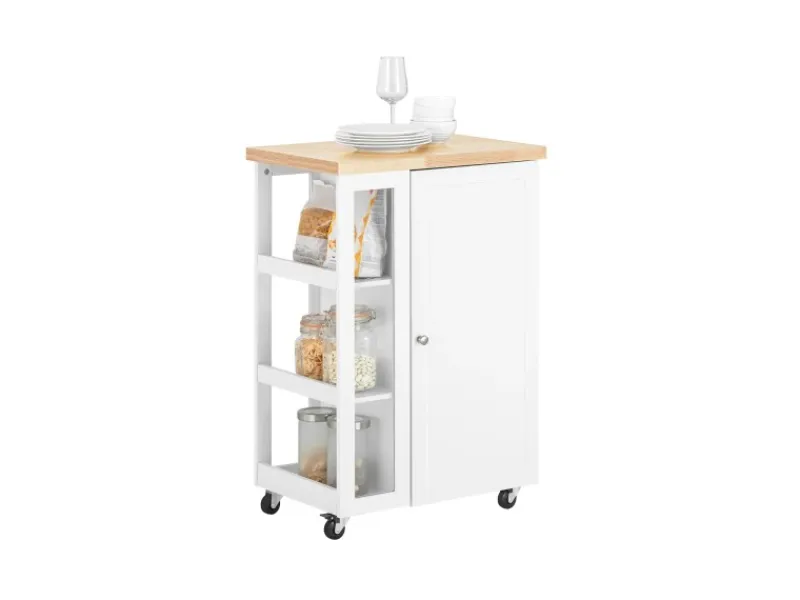 SoBuy Servierwagen|Schneidebretter<Küchenwagen Servierwagen mit 3 Ablagefächern Küchenregal 60x90x40cm Weiß FKW75-WN