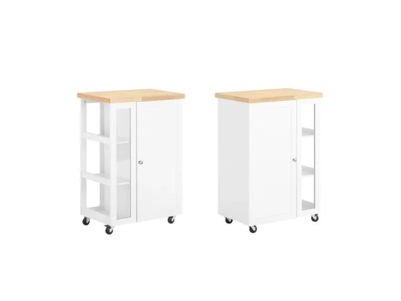 SoBuy Servierwagen|Schneidebretter<Küchenwagen Servierwagen mit 3 Ablagefächern Küchenregal 60x90x40cm Weiß FKW75-WN