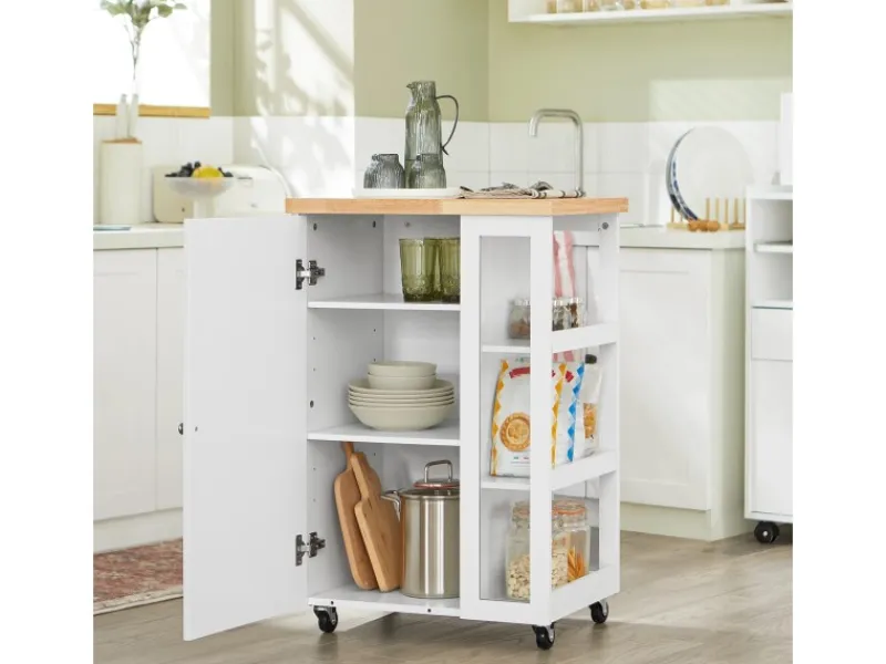 SoBuy Servierwagen|Schneidebretter<Küchenwagen Servierwagen mit 3 Ablagefächern Küchenregal 60x90x40cm Weiß FKW75-WN