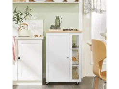 SoBuy Servierwagen|Schneidebretter<Küchenwagen Servierwagen mit 3 Ablagefächern Küchenregal 60x90x40cm Weiß FKW75-WN