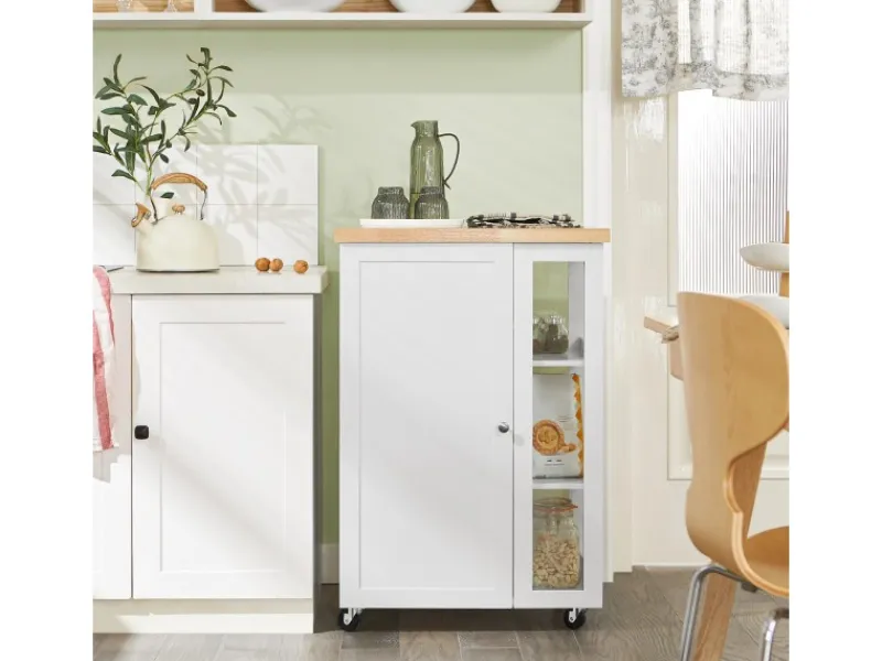 SoBuy Servierwagen|Schneidebretter<Küchenwagen Servierwagen mit 3 Ablagefächern Küchenregal 60x90x40cm Weiß FKW75-WN