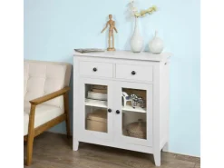 SoBuy Küchenschränke<Kommode Flurschrank Sideboard mit 2 Türen Küchenschrank 80cm FSB05-W