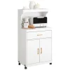 SoBuy Mikrowellenschrank mit Rollen Küchenwagen Weiß 62cm FSB12-W< Servierwagen