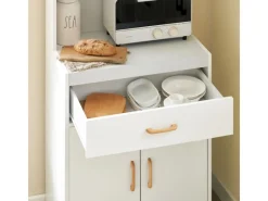 SoBuy Mikrowellenschrank mit Rollen Küchenwagen Weiß 62cm FSB12-W< Servierwagen