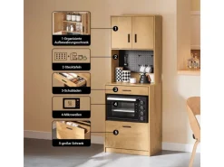 SoBuy Küchenschränke|Küchenregale<Mikrowellenschrank mit Pegboard Hochschrank Sideboard 60x170x40cm FSB98-N