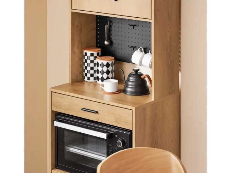 SoBuy Küchenschränke|Küchenregale<Mikrowellenschrank mit Pegboard Hochschrank Sideboard 60x170x40cm FSB98-N