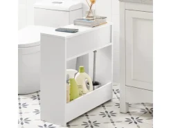 SoBuy Nischenregal mit 1 offener Ablage und 1 Klappe Kommode MDF Weiß BZR48-W< Küchenregale