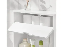 SoBuy Nischenregal mit 1 offener Ablage und 1 Klappe Kommode MDF Weiß BZR48-W< Küchenregale