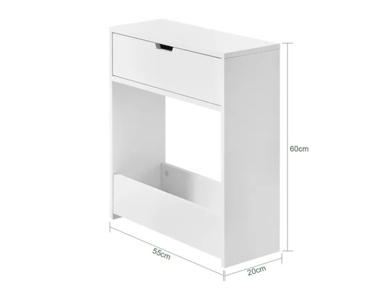 SoBuy Nischenregal mit 1 offener Ablage und 1 Klappe Kommode MDF Weiß BZR48-W< Küchenregale