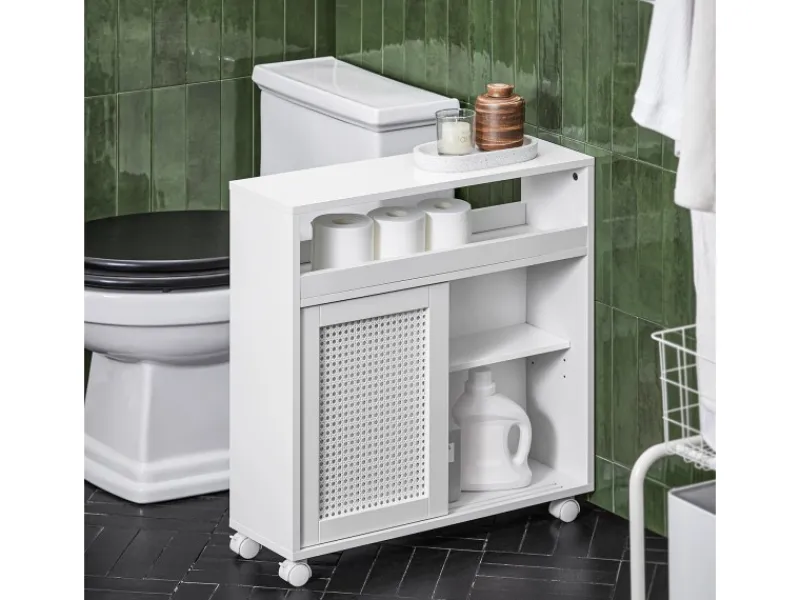 SoBuy Nischenregal Nischenschrank mit Rollen Küchenregal Rollwagen 20cm BZR119-W< Küchenregale|Küchenschränke