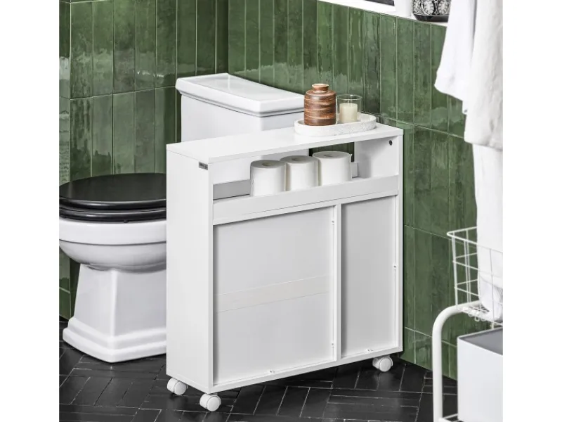 SoBuy Nischenregal Nischenschrank mit Rollen Küchenregal Rollwagen 20cm BZR119-W< Küchenregale|Küchenschränke