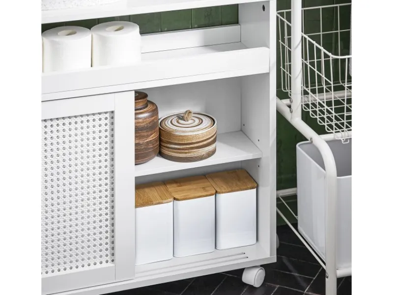 SoBuy Nischenregal Nischenschrank mit Rollen Küchenregal Rollwagen 20cm BZR119-W< Küchenregale|Küchenschränke