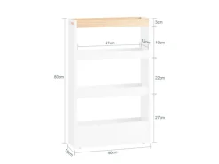 SoBuy Nischenwagen mit 4 Etagen Küchenregal Schmal Weiß 15x80x50cm NSR12-W< Küchenregale