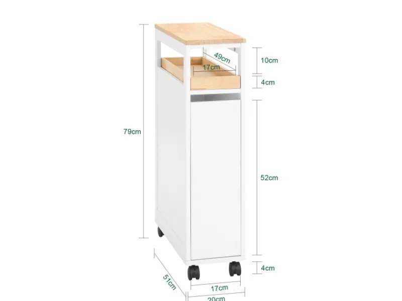 Best SoBuy Nischenwagen mit 3 Schubladen Schmal Küchenregal Natur 20x79x51cm NSR11-WN