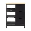 SoBuy Servierwagen Küchenwagen mit 2 Ablagen und 1 Tablett Küchenregal 67x84x37cm Schwarz FKW79-SCH< Küchenregale