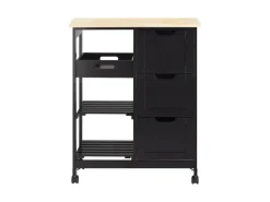 SoBuy Servierwagen Küchenwagen mit 2 Ablagen und 1 Tablett Küchenregal 67x84x37cm Schwarz FKW79-SCH< Küchenregale