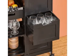 SoBuy Servierwagen Küchenwagen mit 2 Ablagen und 1 Tablett Küchenregal 67x84x37cm Schwarz FKW79-SCH< Küchenregale