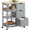 SoBuy Servierwagen Küchenwagen mit 2 Ablagen und 1 Tablett Küchenregal 67x84x37cm Grau FKW79-HG< Servierwagen|Küchenregale