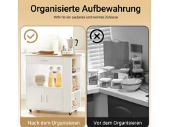 Clearance SoBuy Servierwagen Küchenwagen Rollwagen Küchenrollwagen Weiß FKW113-WN