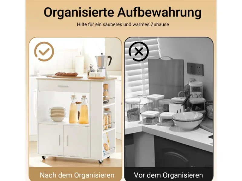 Clearance SoBuy Servierwagen Küchenwagen Rollwagen Küchenrollwagen Weiß FKW113-WN