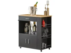 SoBuy Servierwagen Küchenwagen Rollwagen Küchenrollwagen Schwarz FKW113-SCH< Servierwagen