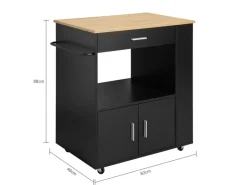 SoBuy Servierwagen Küchenwagen Rollwagen Küchenrollwagen Schwarz FKW113-SCH< Servierwagen