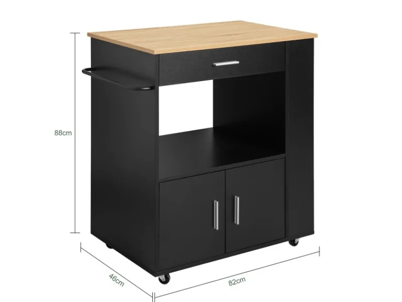 SoBuy Servierwagen Küchenwagen Rollwagen Küchenrollwagen Schwarz FKW113-SCH< Servierwagen