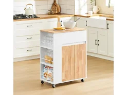 Clearance SoBuy Servierwagen Küchenwagen mit Schublade und Seitenregal Küchenschrank 70x90x40cm FKW132-WN