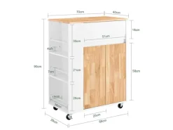 Clearance SoBuy Servierwagen Küchenwagen mit Schublade und Seitenregal Küchenschrank 70x90x40cm FKW132-WN
