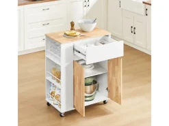 Clearance SoBuy Servierwagen Küchenwagen mit Schublade und Seitenregal Küchenschrank 70x90x40cm FKW132-WN