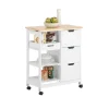 SoBuy Servierwagen|Küchenregale<Servierwagen Küchenwagen mit 2 Ablagen und 1 Tablett Küchenregal 67x84x37cm Weiß FKW79-W